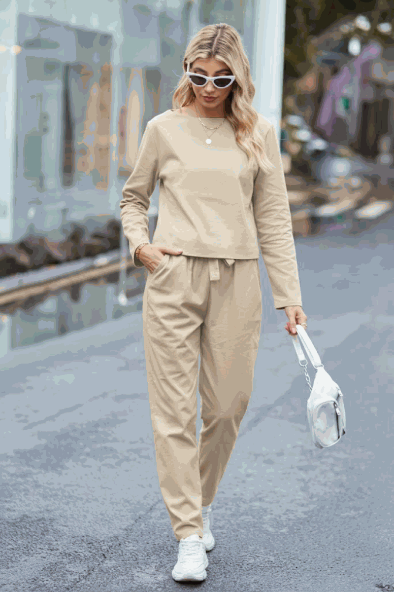 MAIA | Conjunto Camiseta y Pantalón con Lazo de Algodón y Lino