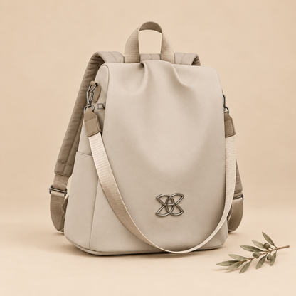 Bolso mochila IVY beige con correa ajustable