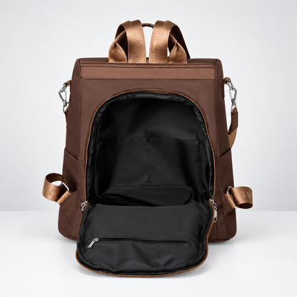 Interior del bolso mochila IVY con cremallera trasera antirrobo