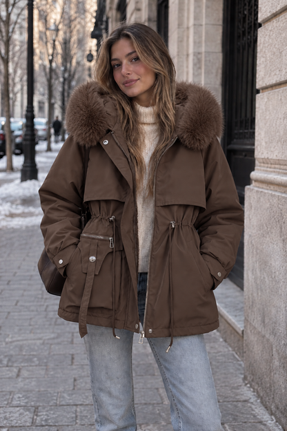 Parka acolchada HAVEN de mujer con capucha en color marrón