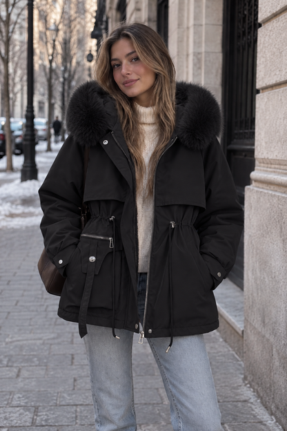 Parka acolchada HAVEN de mujer con capucha en color negro