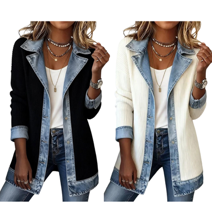 MAREN | Chaqueta de Punto con Detalles Vaqueros