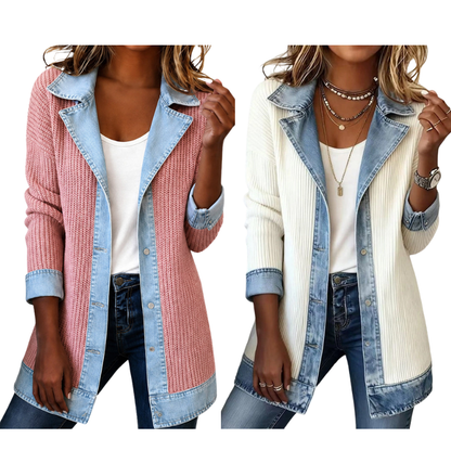 MAREN | Chaqueta de Punto con Detalles Vaqueros
