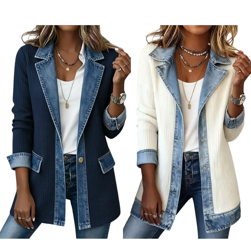MAREN | Chaqueta de Punto con Detalles Vaqueros