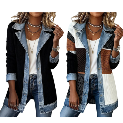 MAREN | Chaqueta de Punto con Detalles Vaqueros