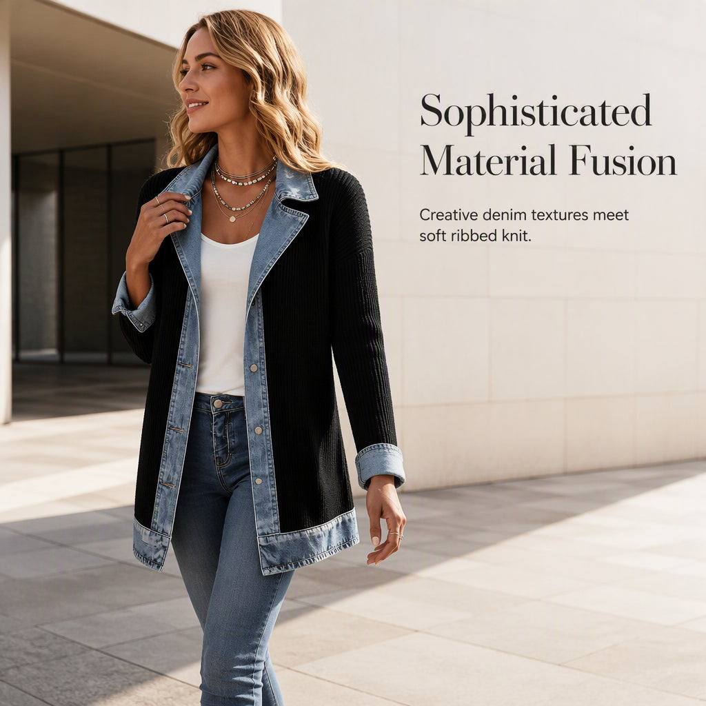 MAREN | Chaqueta de Punto con Detalles Vaqueros