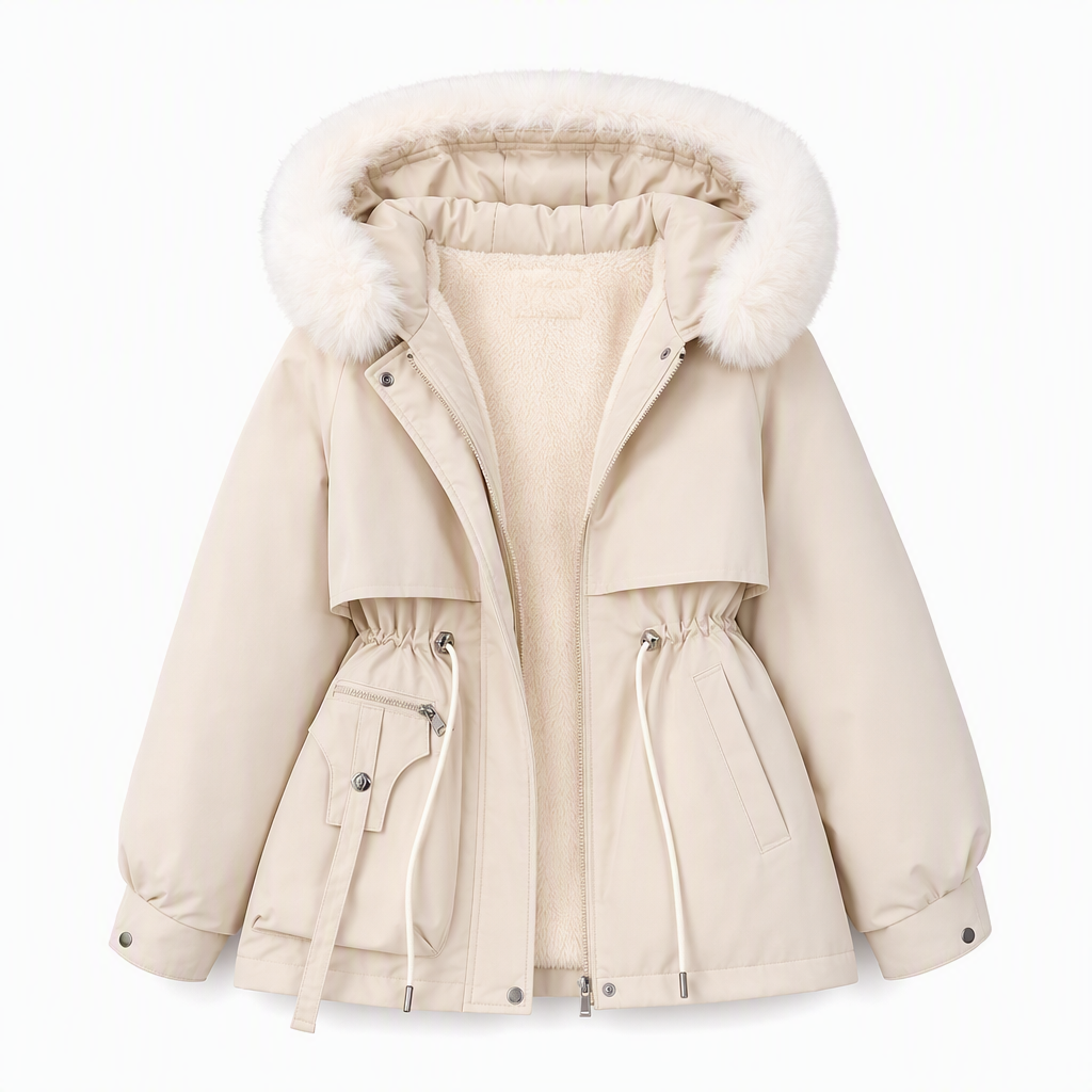 Parka acolchada HAVEN con capucha de pelo sintético